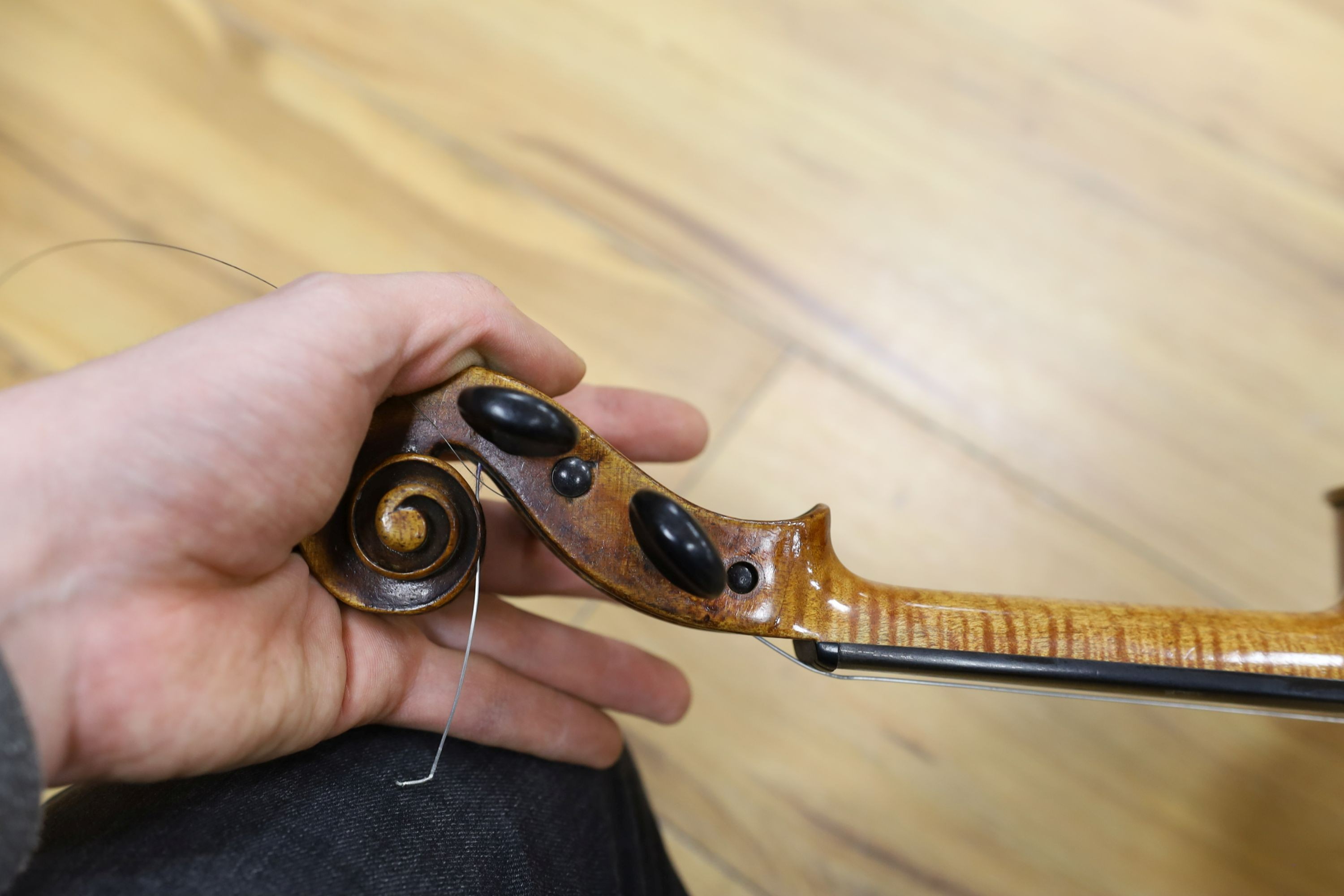 A 19th century cased violin, possibly John Walker